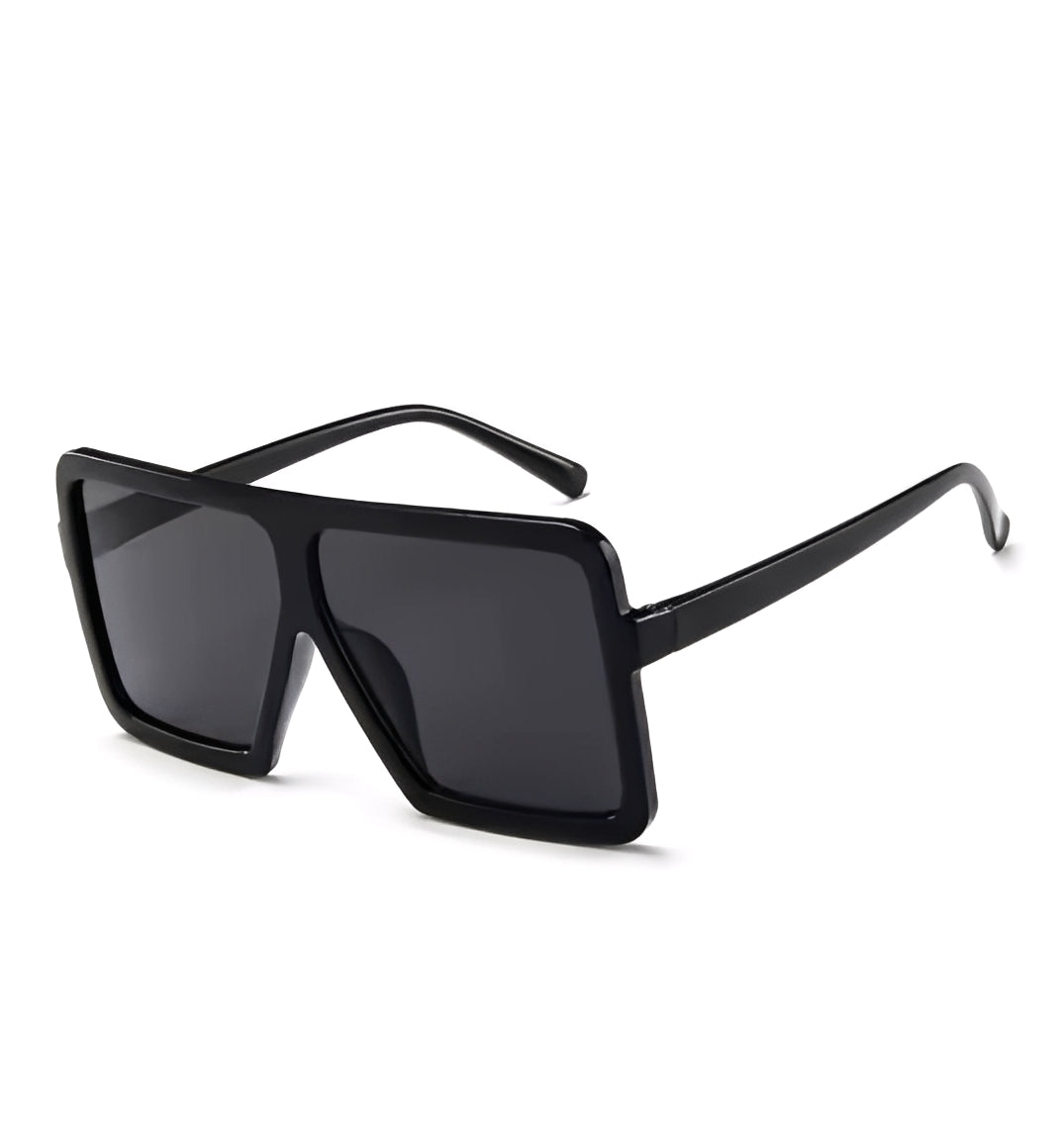 Oversized Celeb Flattop Shield Sunglasses Single Lens Visor Glasses for Women Mens Big Square Wrap Frame Black Grey Lens