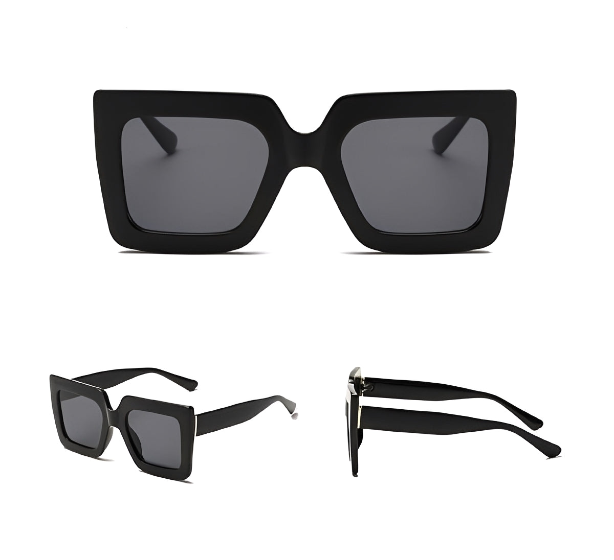 Black Square Cateye Sunglasses for Women Celeb Oversized Retro Vintage Gold Detail Big |Chunky Frame