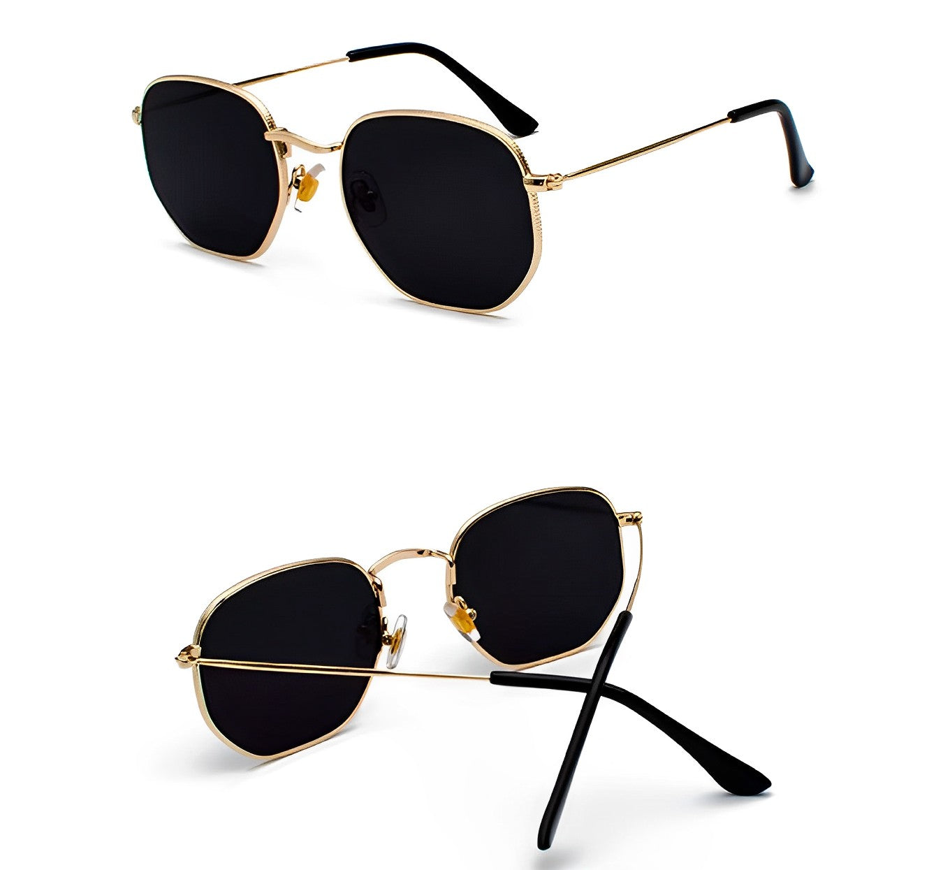 Gold Alloy Frame Hexagonal Geometric Sunglasses for Men Women Classic Style Brand Fashion Eyewear