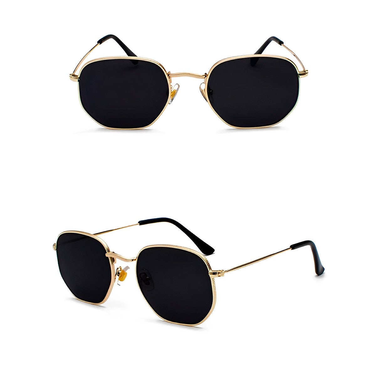Gold Alloy Frame Hexagonal Geometric Sunglasses for Men Women Classic Style Brand Fashion Eyewear
