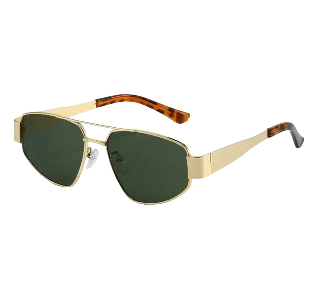 Slim Cateye Designer Smoke Green Lens Sunglasses, Leopard Print Frame, Double Bridge, Angled Geometric Shape, 2025 Fashion for Women or Men