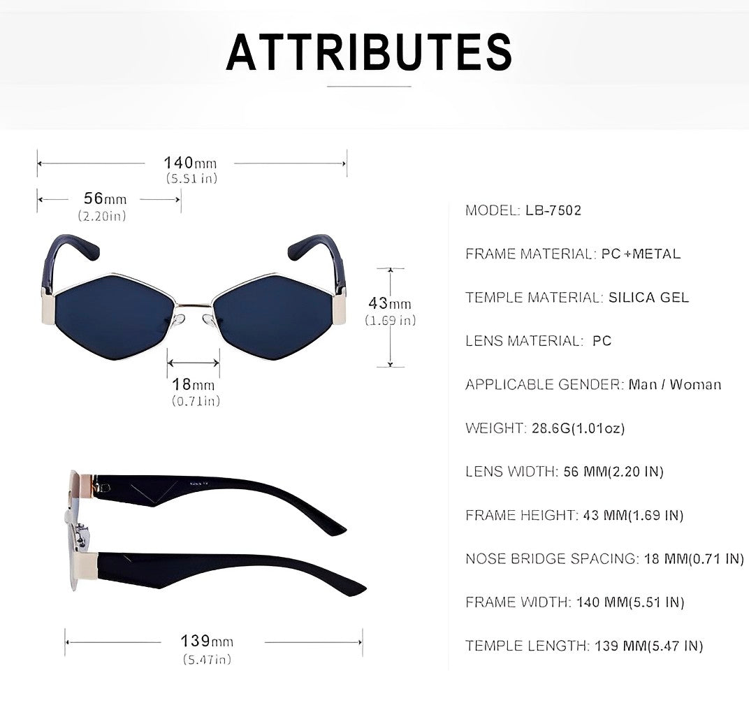 Womens Small Hexagon Polygon Octagon Sunglasses Angular Hexagonal Solid Gold Frame Smoke Lens Shades