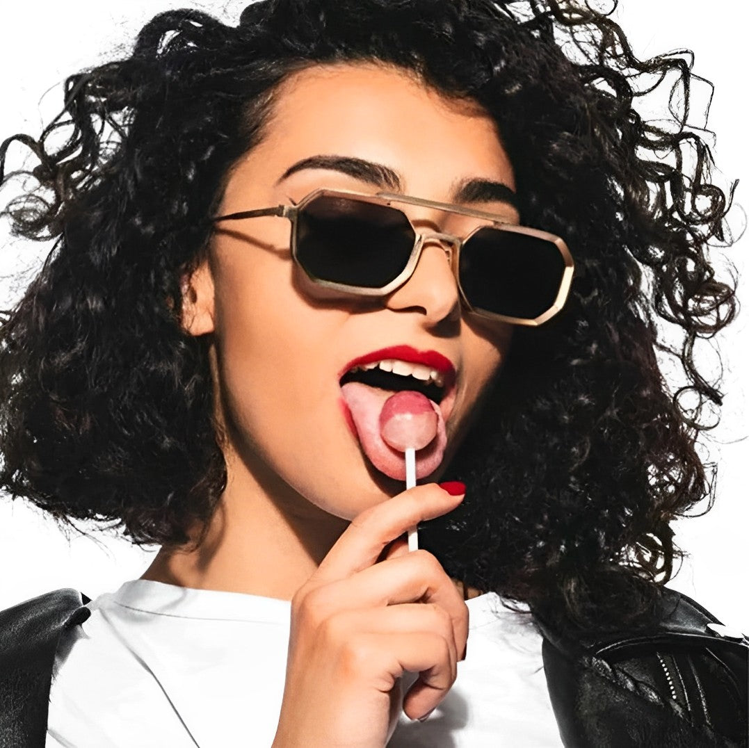 Hexagon Sunglasses, Retro Vintage Design, Silver Alloy Frame, Oversized Polygon Lenses, Polarised, Unisex