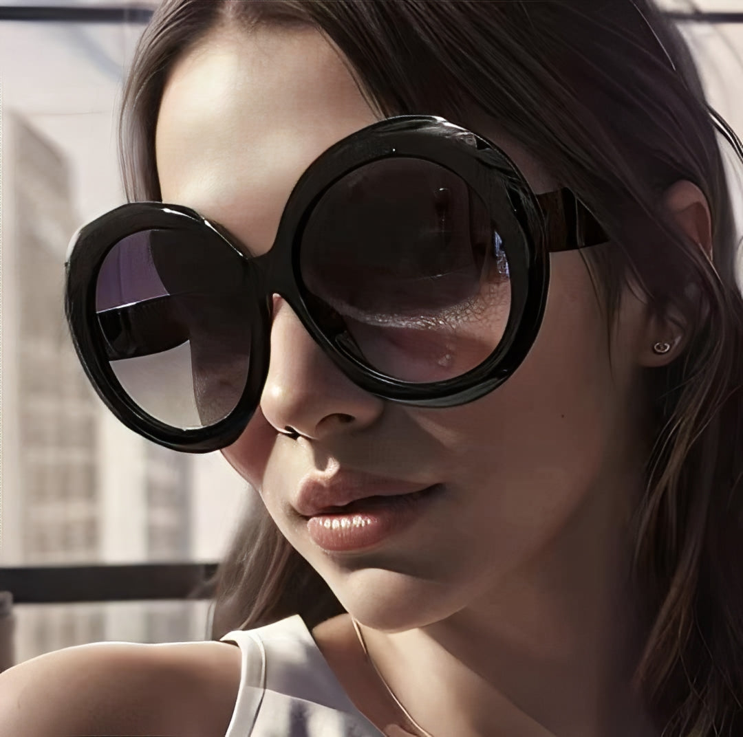Oversized Celebrity Circle Sunglasses Huge Round Frame for Women Lightly Tinted dark to Grey Lens