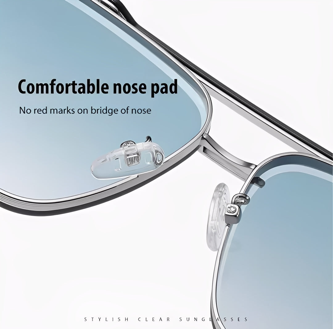 Oversized Square Sunglasses lightly Tinted Blue Lens Silver Alloy Strong Frame Rapper Hip Hop Celeb Styling for Men Women
