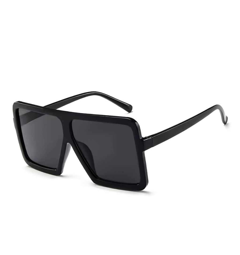 Oversized Celeb Flattop Shield Sunglasses Single Lens Visor Glasses for Women Mens Big Square Wrap Frame Black Grey Lens