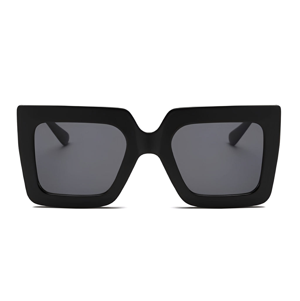 Black Square Cateye Sunglasses for Women Celeb Oversized Retro Vintage Gold Detail Big |Chunky Frame