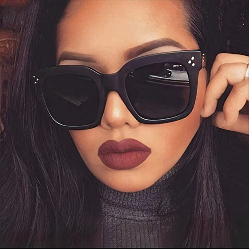 Big Black Square Brand Sunglasses for Women Celeb Oversized Retro Vintage Designer Style Eyewear