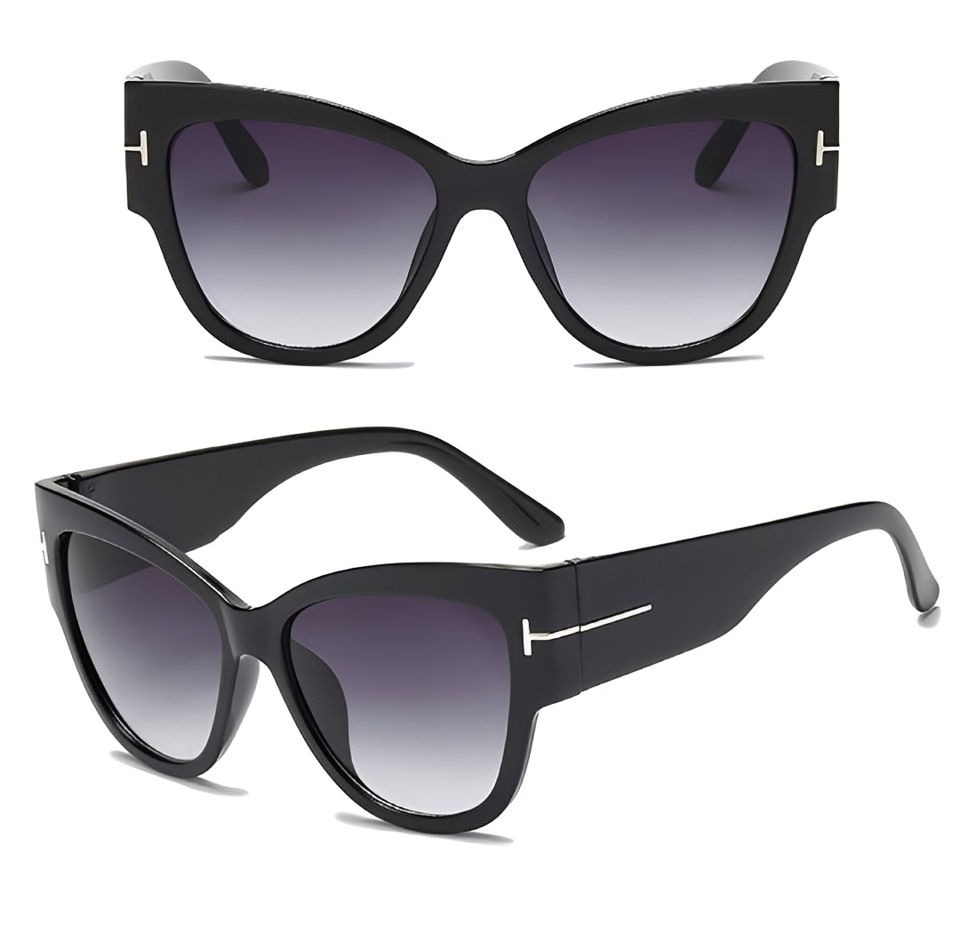 Black Cateye Sunglasses Marilyn Oversized Designer Celeb 1950's Cat Eye Retro Ibiza Festival Occasional