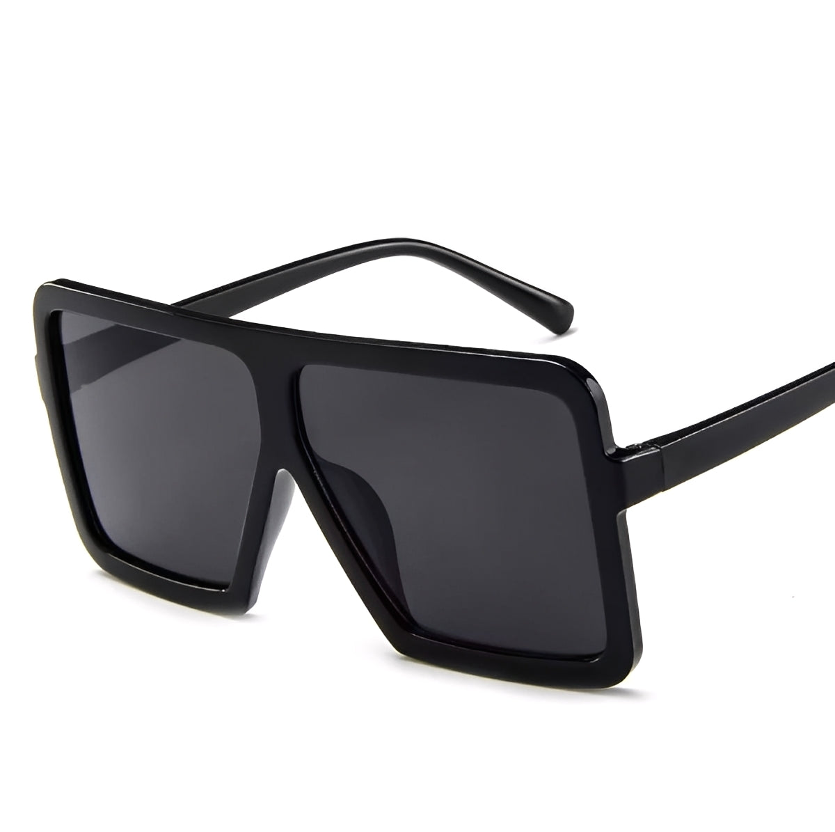 Oversized Celeb Flattop Shield Sunglasses Single Lens Visor Glasses for Women Mens Big Square Wrap Frame Black Grey Lens