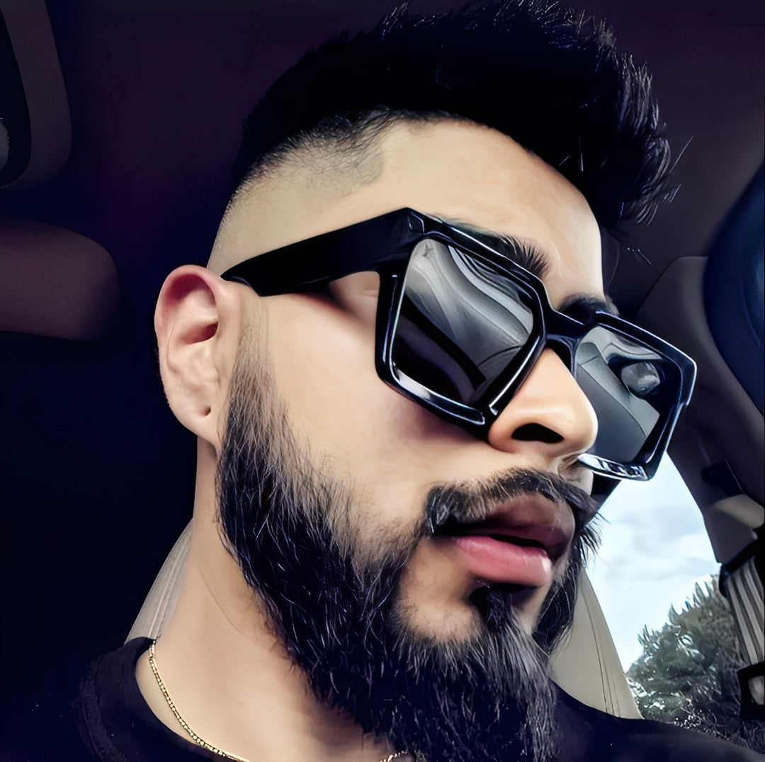 Mens Millionaire Style Sunglasses Oversized Rapper All Black Iconic Celeb Square Retro Hip Hop Shades Glasses