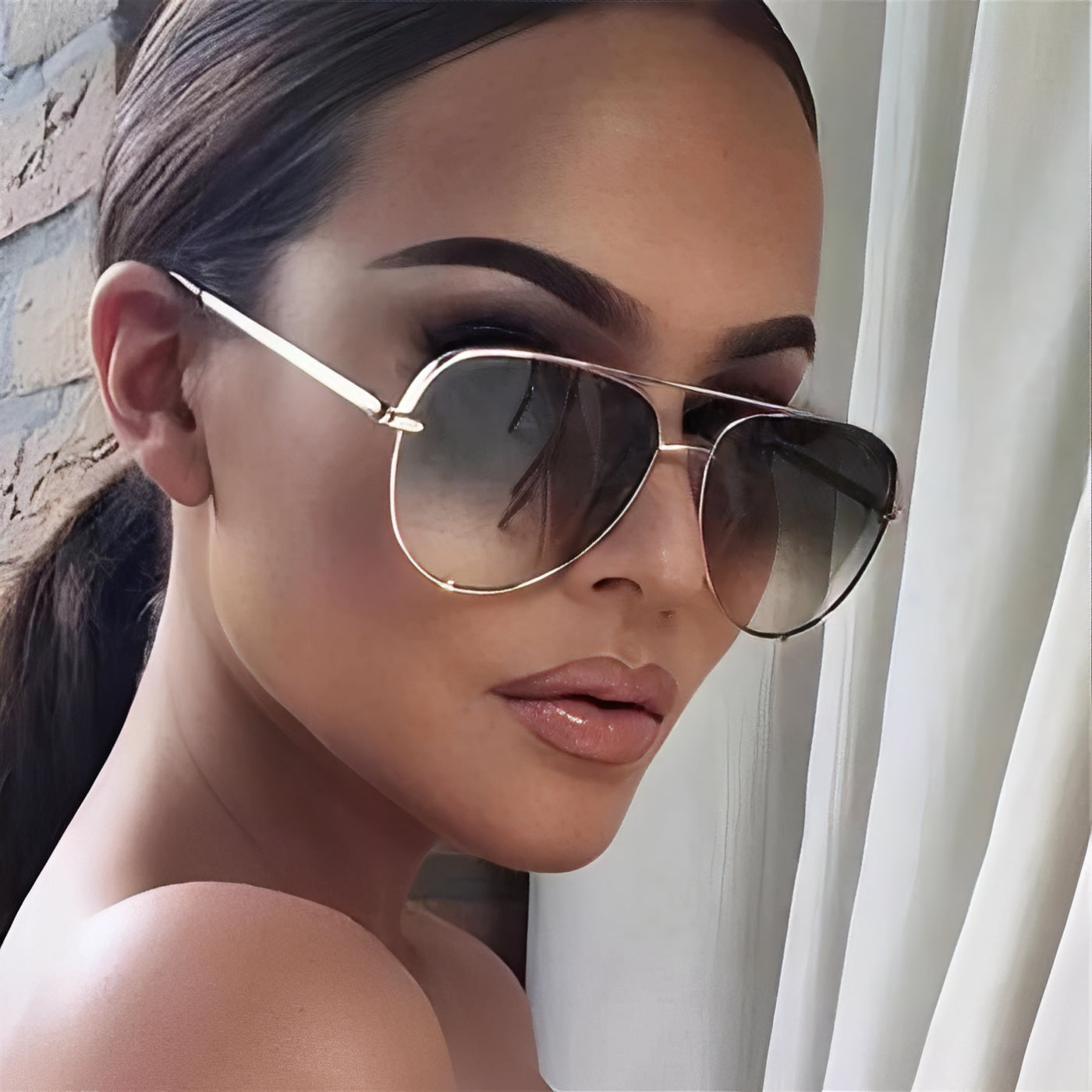 Gradient Brown Aviators Alloy Gold Frame Women Ladies Mens Sunglasses Lightly Tinted Tan Lens Retro Sun Glasses Ibiza Festival