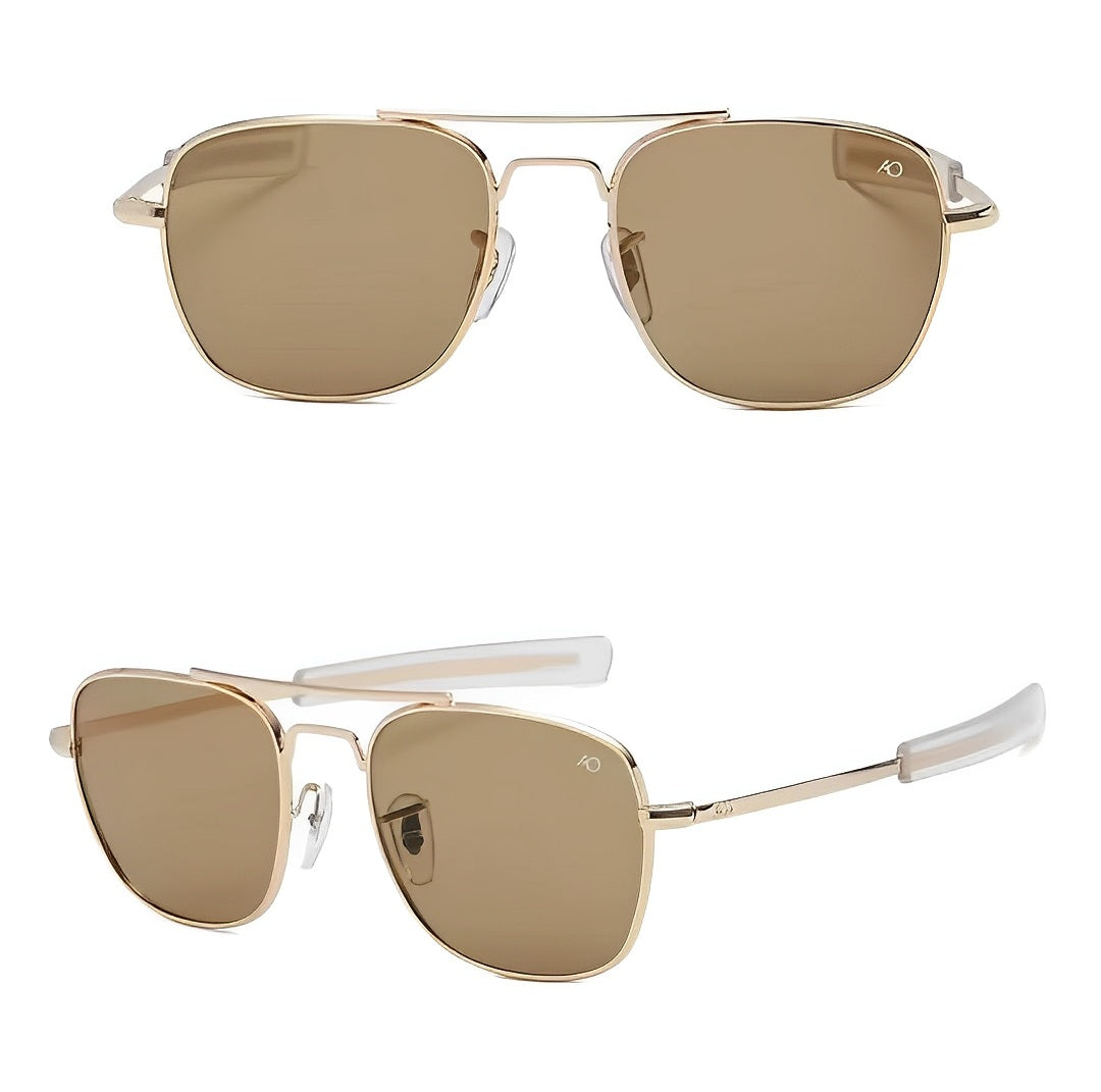 Rimless Brown Tint Gradient Sunglasses for Men Women Celeb Style Gold Half Rim Strong Frame Glasses