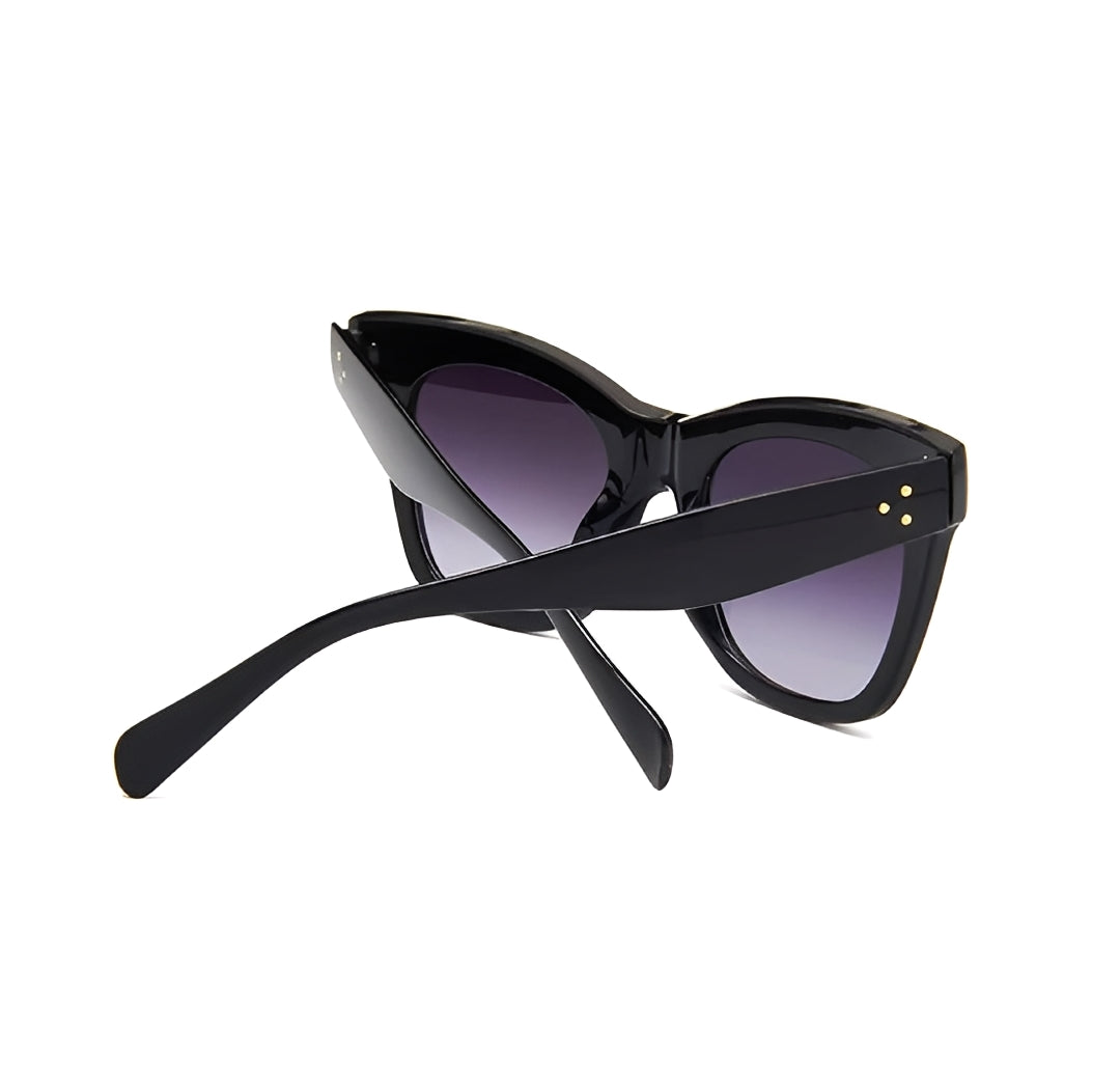Black Celeb Style Cat Eye Women Ladies Sunglasses Oversized Retro Vintage Cat Eye Silhouette Frame Dark Gradient Lens