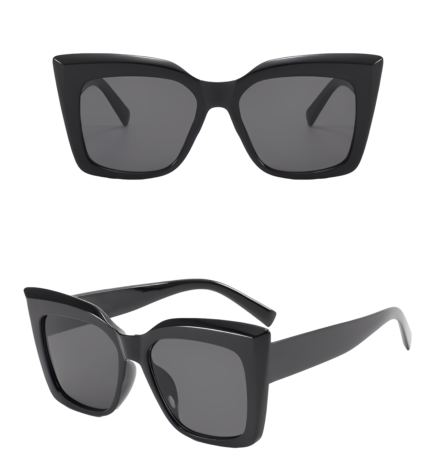 All Black Funeral Oversized Retro Vintage Cat Eye Celeb Style Sunglasses for Women Wide Frame, UK 2025 Fashion Catwalk Designer Styling