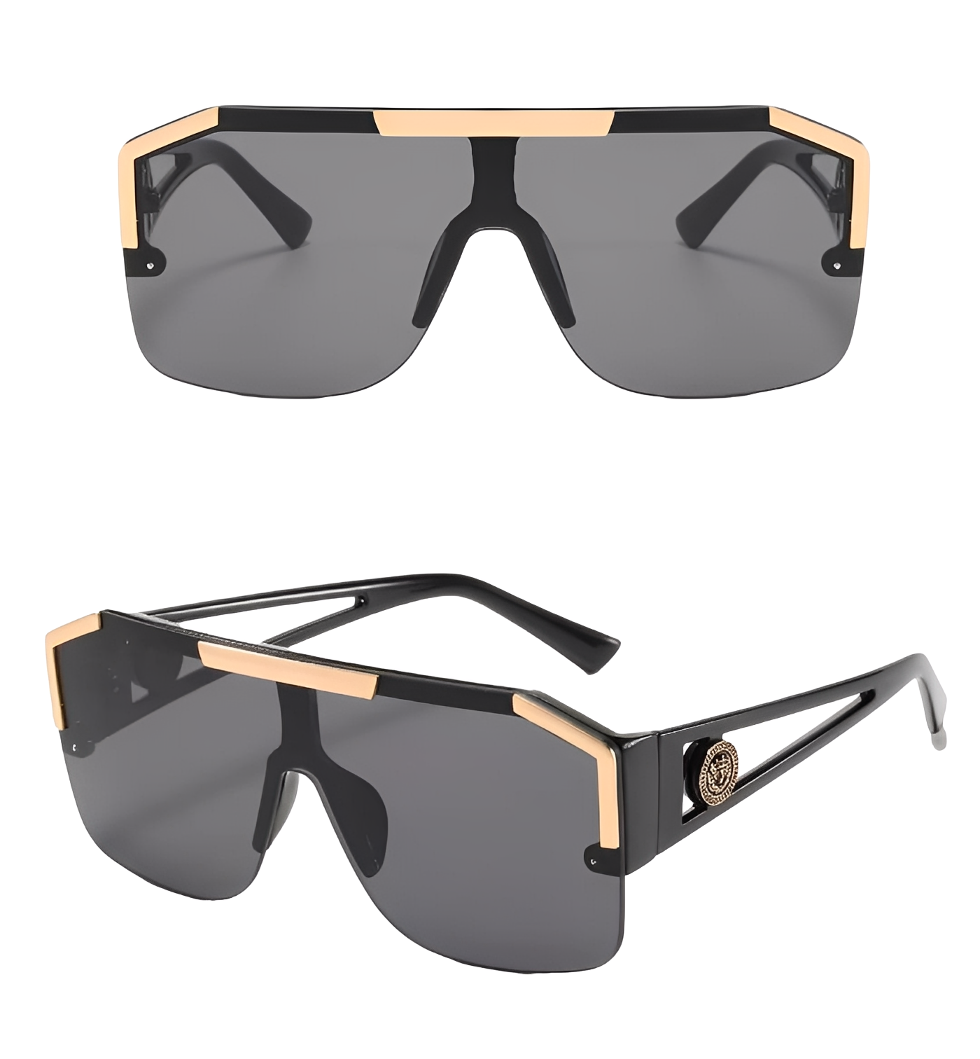 Oversized Bad Boy Rapper One Piece Shield Sunglasses for Men Woman Celeb Square Retro Hip Hop Gangster Shades