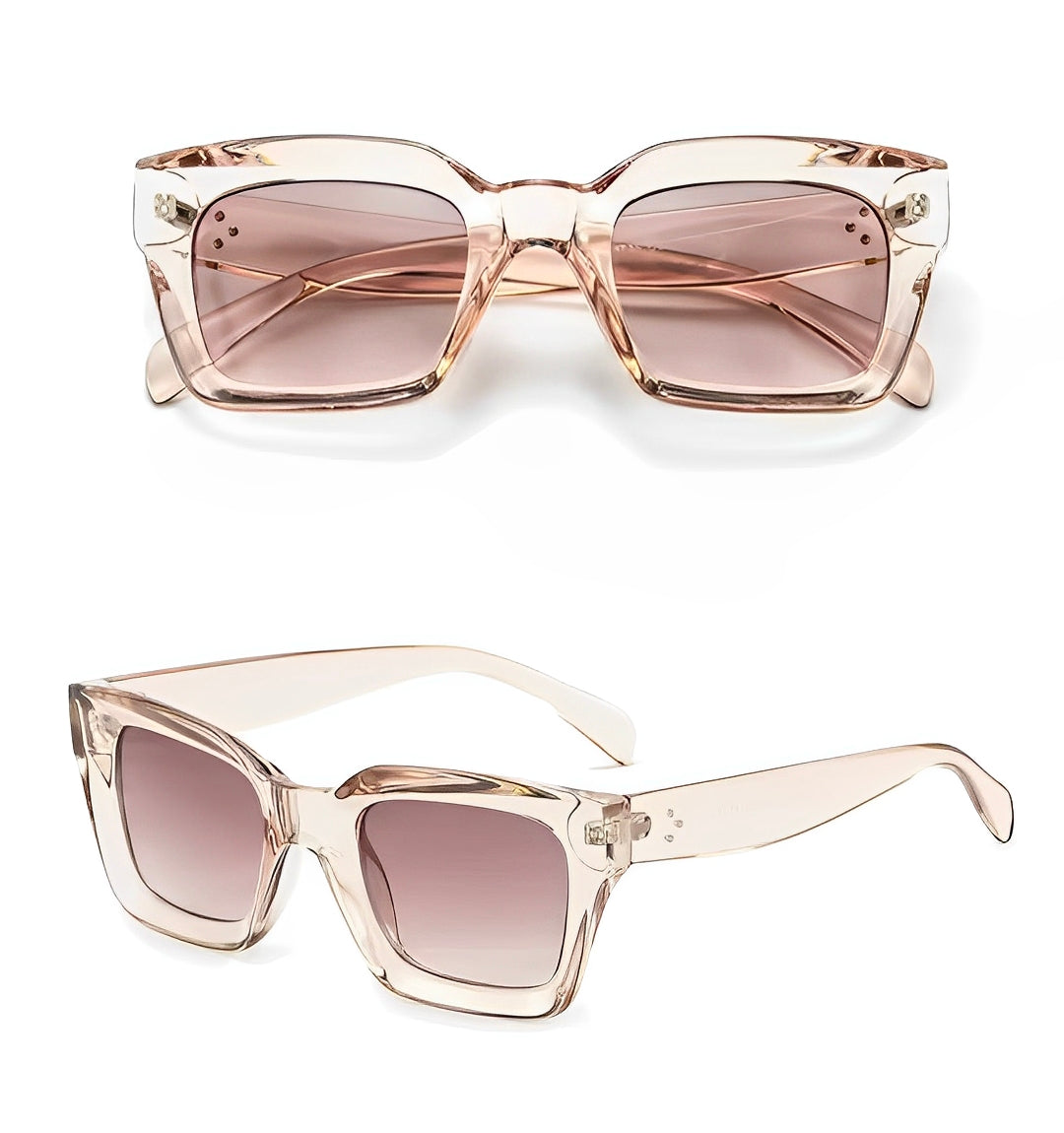 Womens Champagne Gold Square Cateeye Butterfly Bold Glamorous Designer Style Sunglasses 1950's Retro Graident Tan Teal Brown Lens Rectangular Cat Eye Glasses ASIN: B0F2J6B2VW
