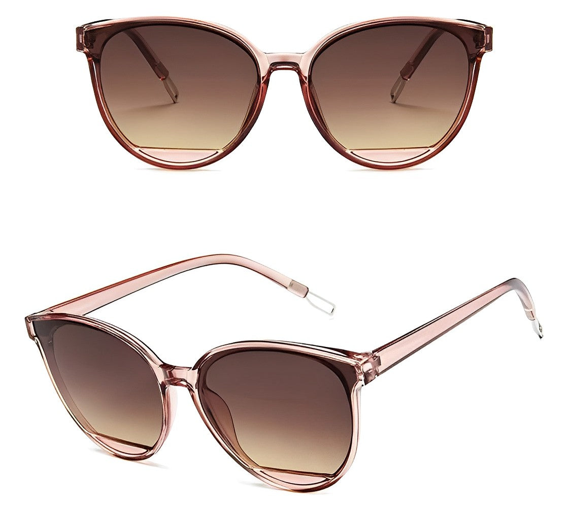 Celeb Oversized Cateye Sunglasses, Champagne Oval Butterfly Shape, Tinted Gradient Tan Brown Lenses, Lightweight Design Style Sun Glasses, Trending