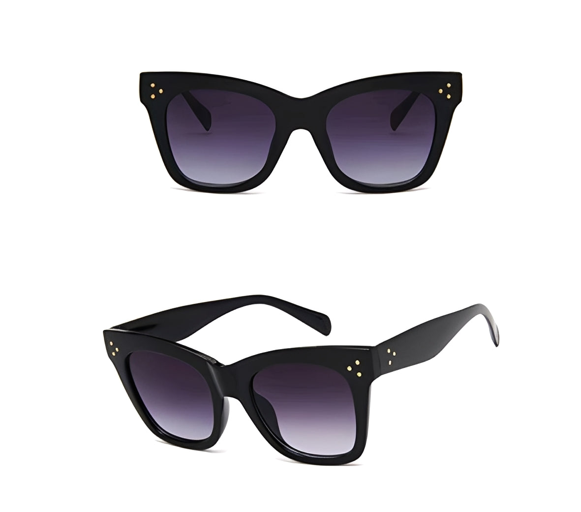 Black Celeb Style Cat Eye Women Ladies Sunglasses Oversized Retro Vintage Cat Eye Silhouette Frame Dark Gradient Lens