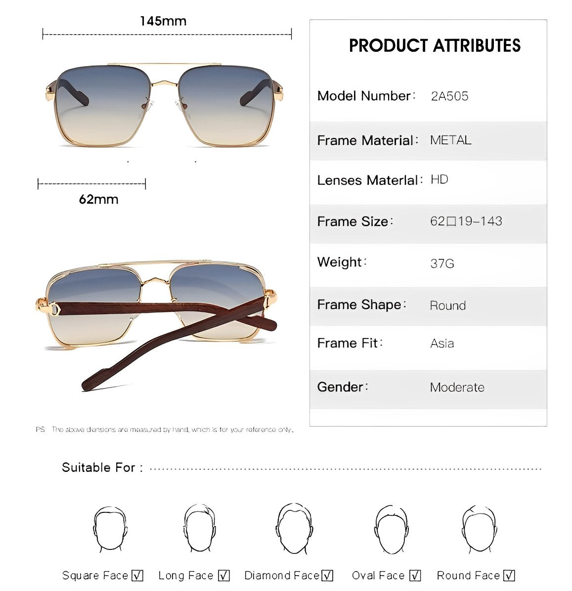 Gradient Yellow Tint Sunglasses for Men Women, Gold Rim Frameless Celeb Rapper Stylish Trendy Smoke Lens Eyewear