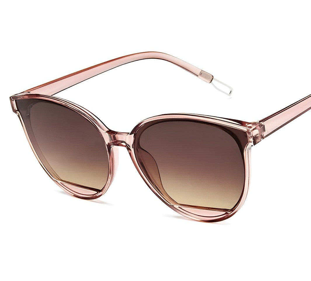Celeb Oversized Cateye Sunglasses, Champagne Oval Butterfly Shape, Tinted Gradient Tan Brown Lenses, Lightweight Design Style Sun Glasses, Trending