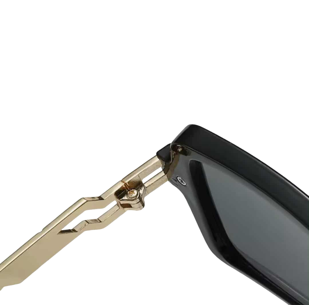 Final Boss Ibiza Square Sunglasses Bad Boy Shades Oversized Gold Detail Frame Solid Black Lens