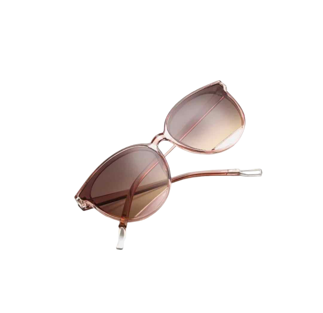 Celeb Oversized Cateye Sunglasses, Champagne Oval Butterfly Shape, Tinted Gradient Tan Brown Lenses, Lightweight Design Style Sun Glasses, Trending