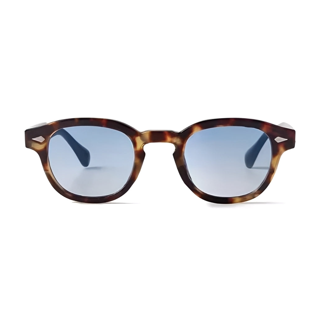 Small Round Tortoiseshell Leopard Sunglasses Retro Animal Print Frame Lightly Tinted Blue Light Lenses
