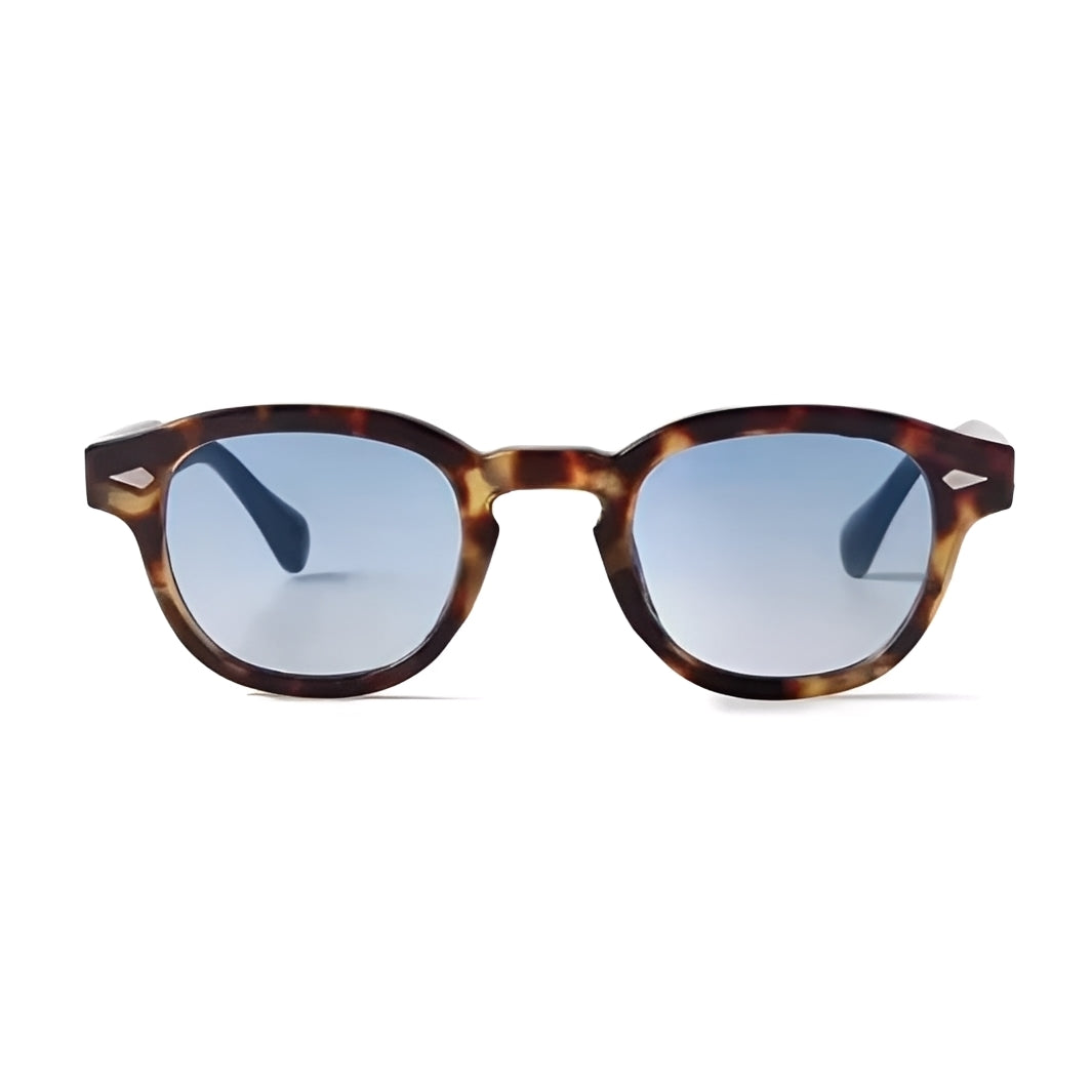 Small Round Tortoiseshell Leopard Sunglasses Retro Animal Print Frame Lightly Tinted Blue Light Lenses