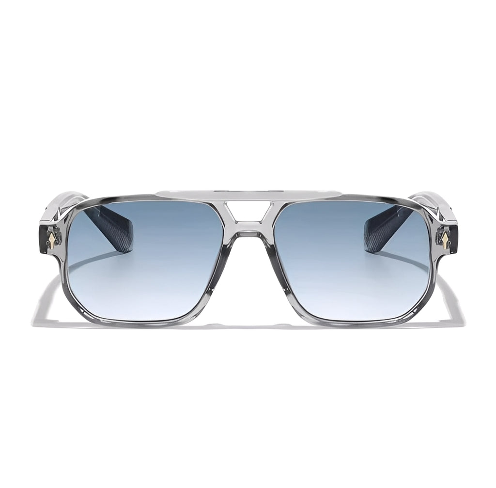 Oval Square Opaque Frame Sunglasses Gradient Blue Lightly Tinted Lens Transparent Chunky Translucent Frame On-trend