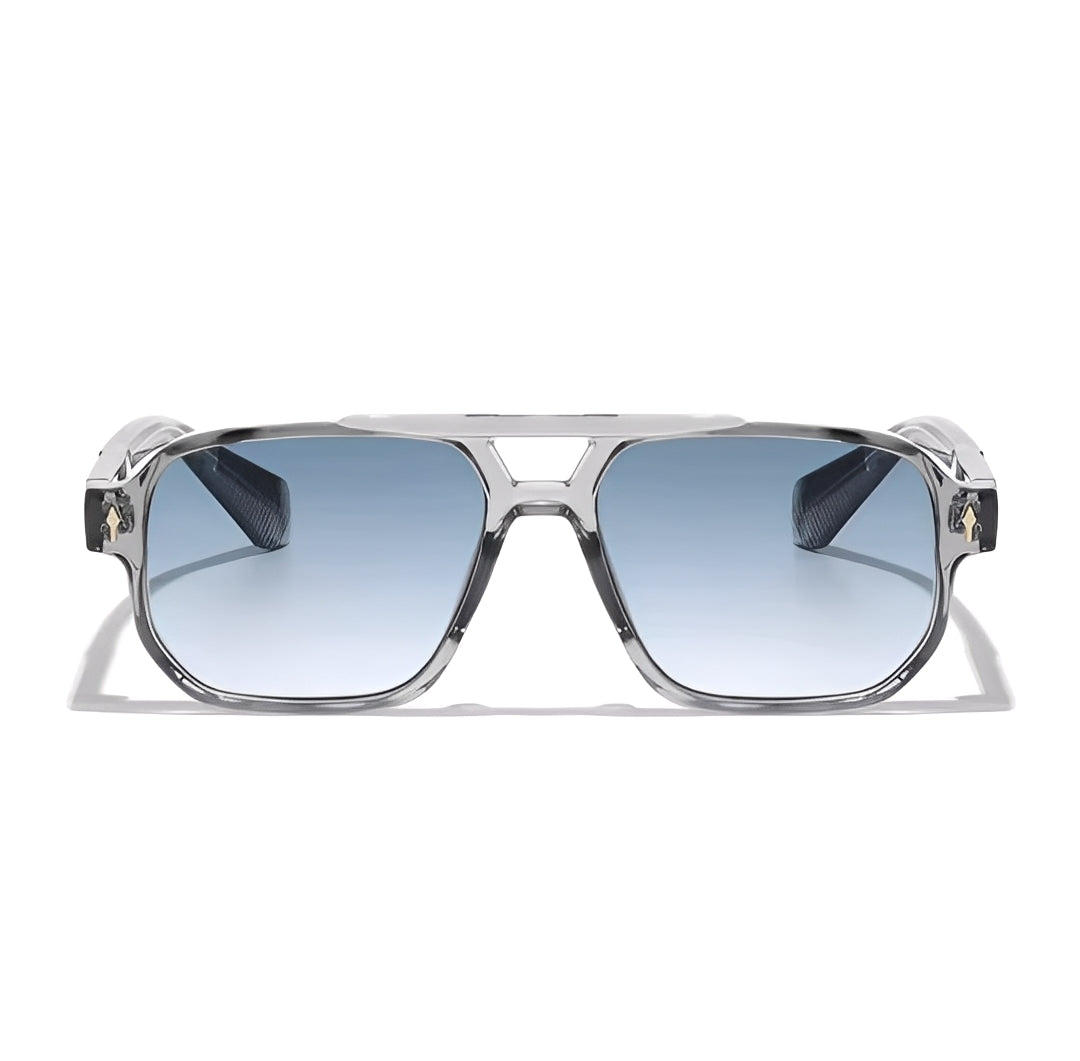 Oval Square Opaque Frame Sunglasses Gradient Blue Lightly Tinted Lens Transparent Chunky Translucent Frame On-trend