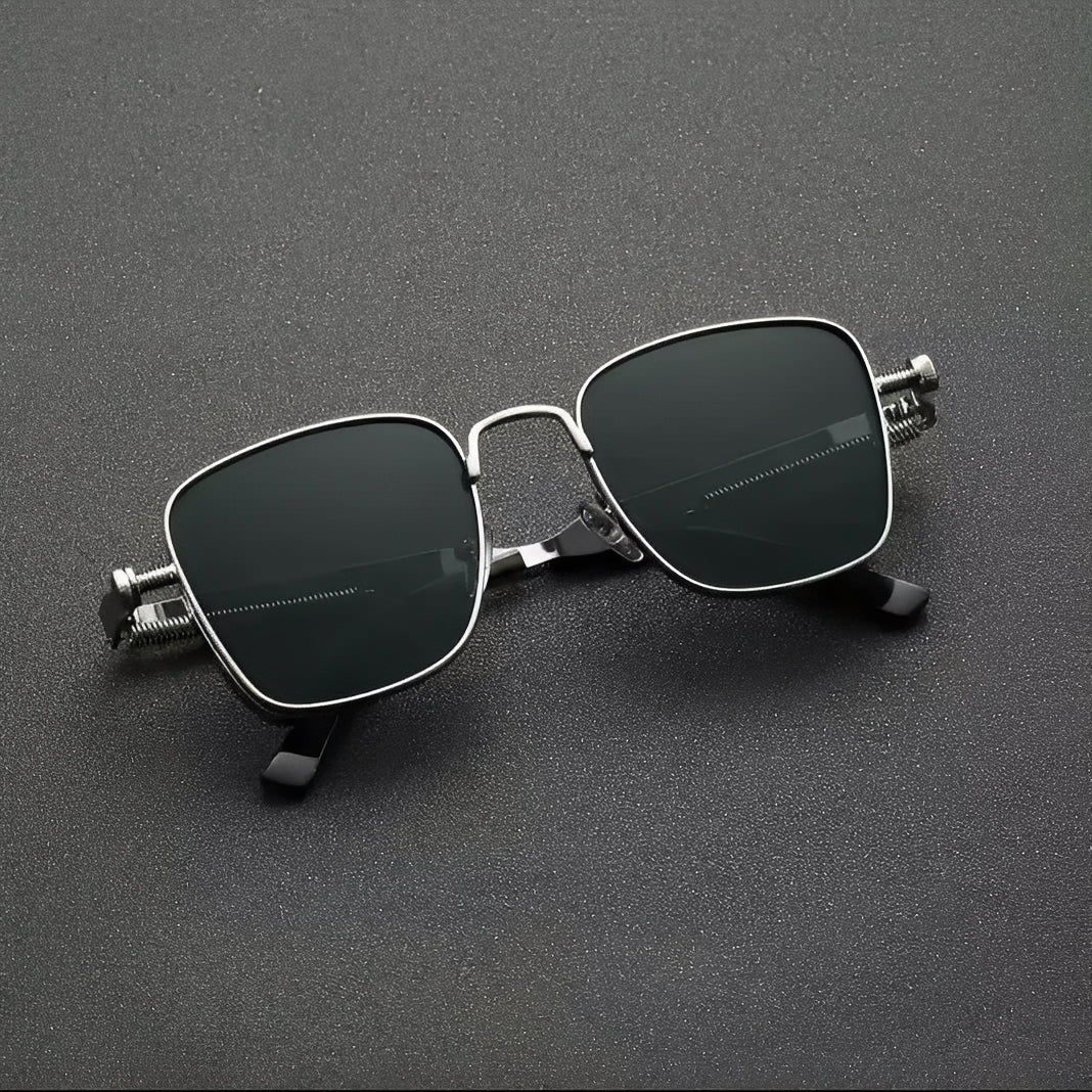 Side Shield Sunglasses Gunmetal Metal Silver Thin Curved Frame Semi See Through Lens 2025
