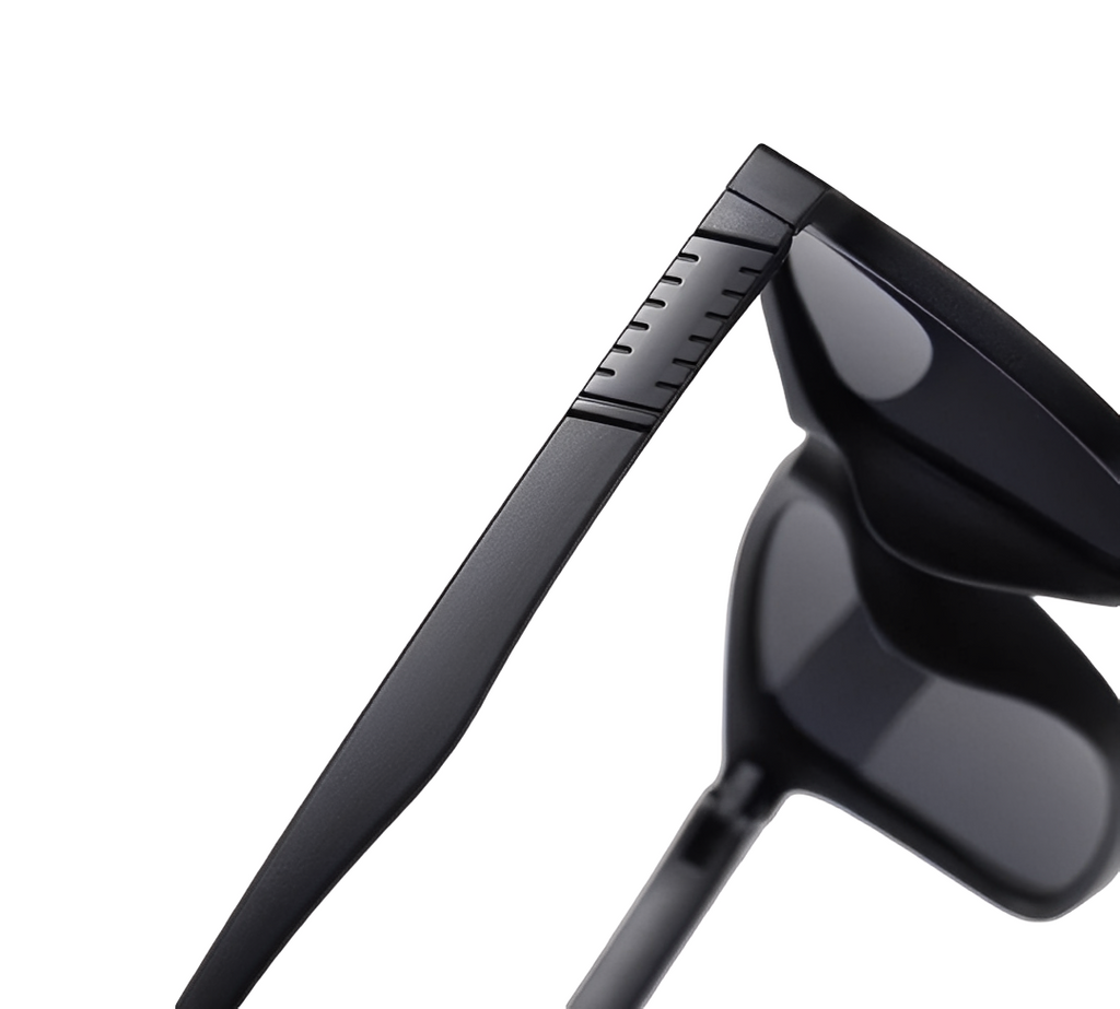 Classic Black Square Grey Lens Sunglasses Mens Womens Ultra lightweight Polarised Vintage Retro Rectangle Wrap Frame