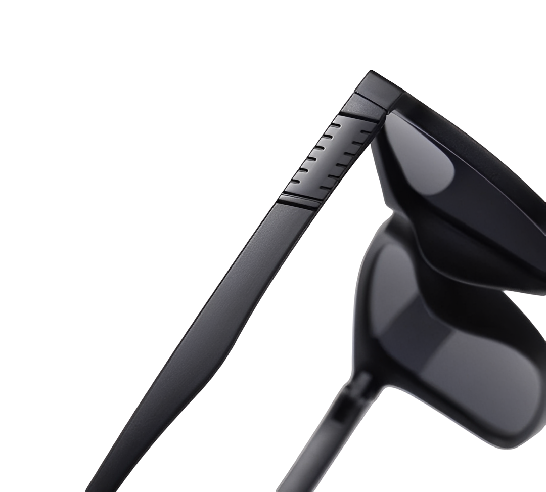 Classic Black Square Grey Lens Sunglasses Mens Womens Ultra lightweight Polarised Vintage Retro Rectangle Wrap Frame
