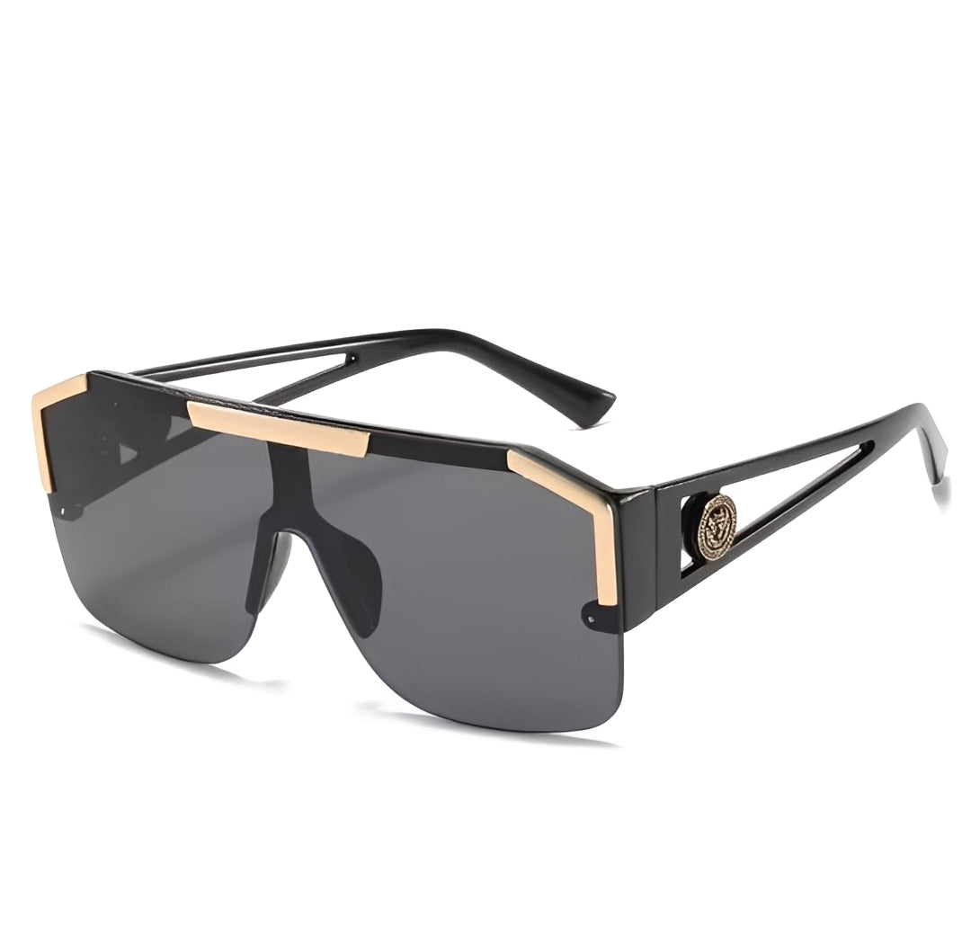 Oversized Bad Boy Rapper One Piece Shield Sunglasses for Men Woman Celeb Square Retro Hip Hop Gangster Shades