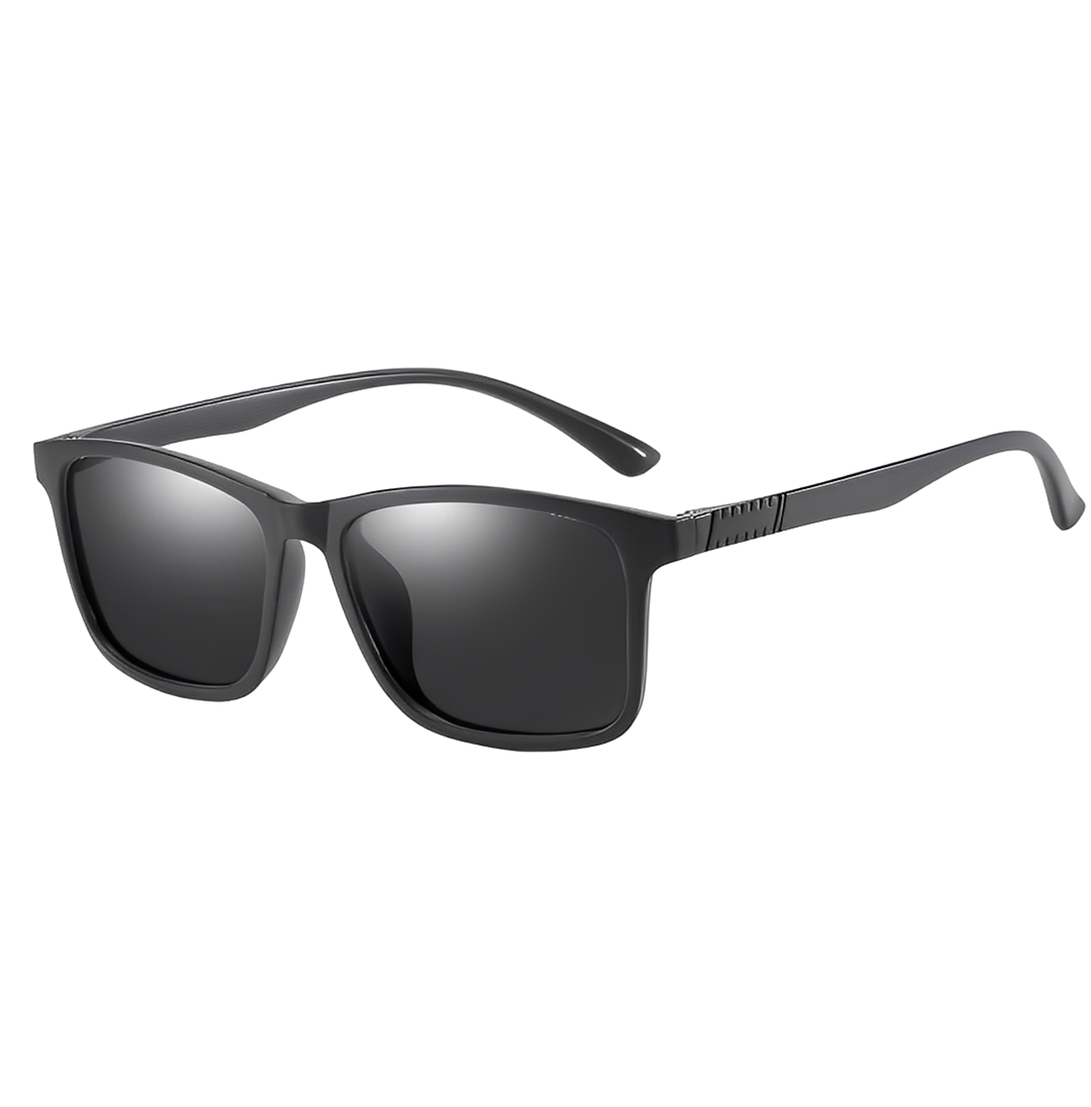 Classic Black Square Grey Lens Sunglasses Mens Womens Ultra lightweight Polarised Vintage Retro Rectangle Wrap Frame