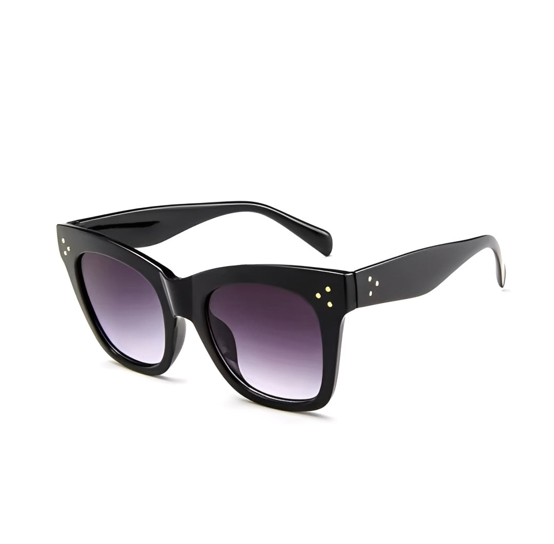 Black Celeb Style Cat Eye Women Ladies Sunglasses Oversized Retro Vintage Cat Eye Silhouette Frame Dark Gradient Lens