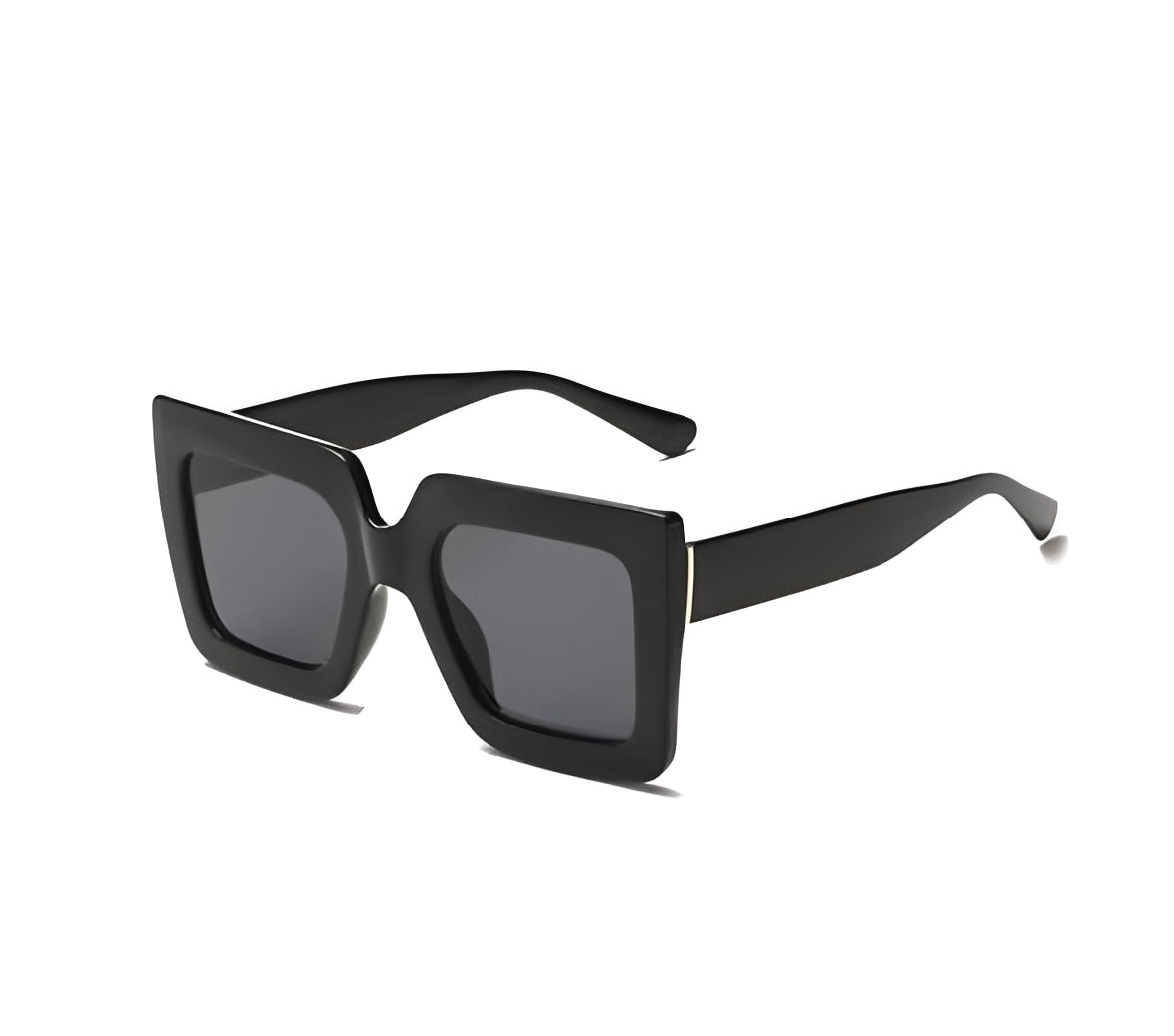 Black Square Cateye Sunglasses for Women Celeb Oversized Retro Vintage Gold Detail Big |Chunky Frame