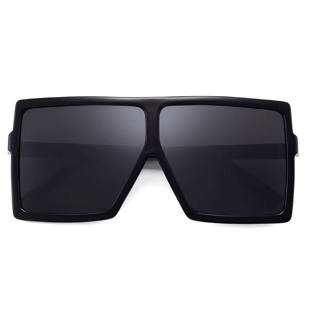 Oversized Celeb Flattop Shield Sunglasses Single Lens Visor Glasses for Women Mens Big Square Wrap Frame Black Grey Lens
