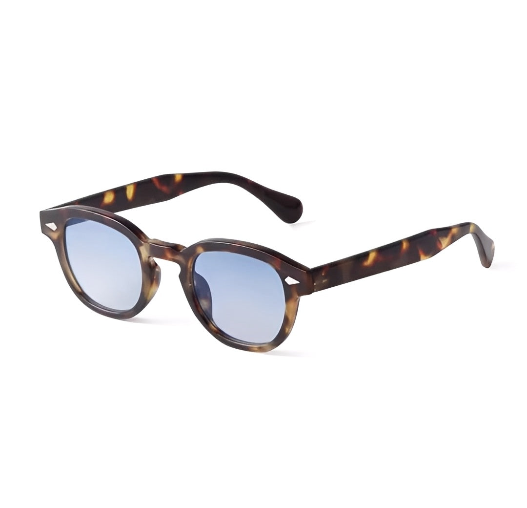 Small Round Tortoiseshell Leopard Sunglasses Retro Animal Print Frame Lightly Tinted Blue Light Lenses