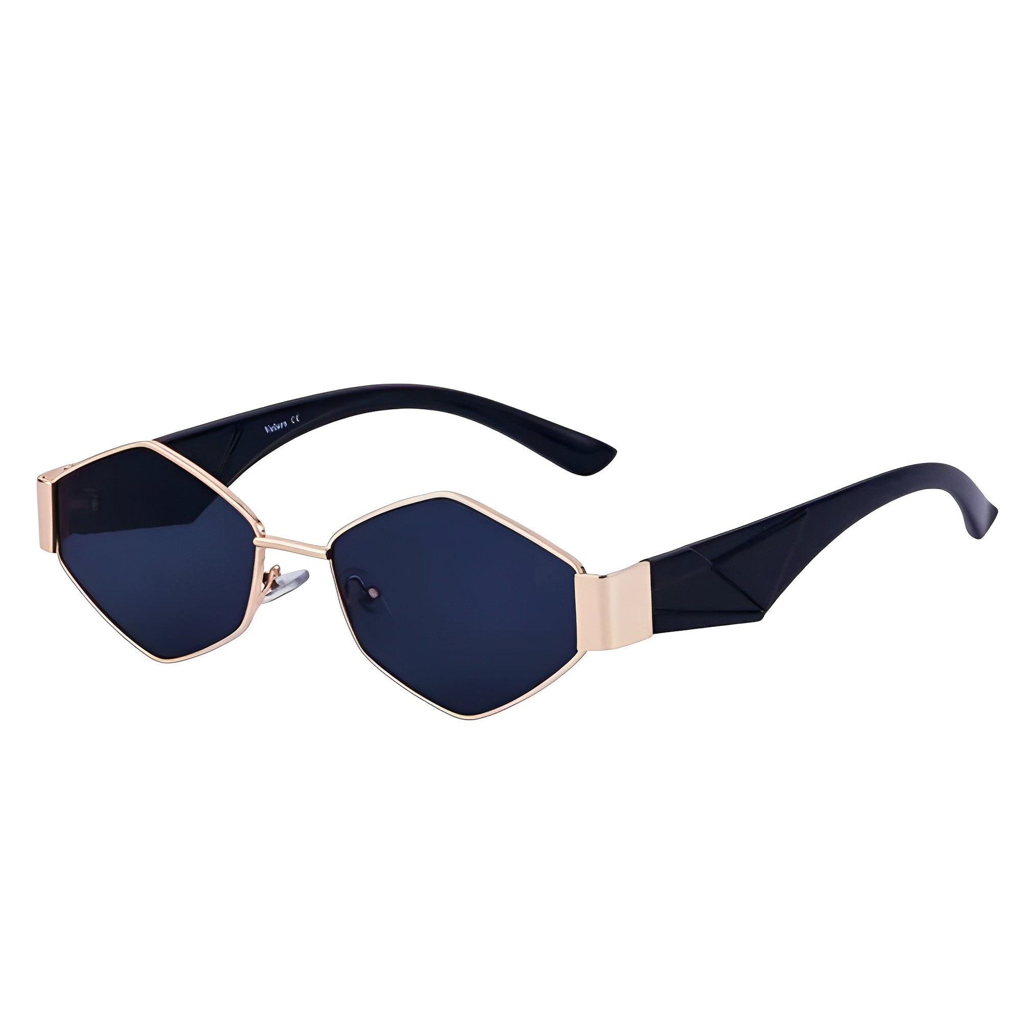Womens Small Hexagon Polygon Octagon Sunglasses Angular Hexagonal Solid Gold Frame Smoke Lens Shades
