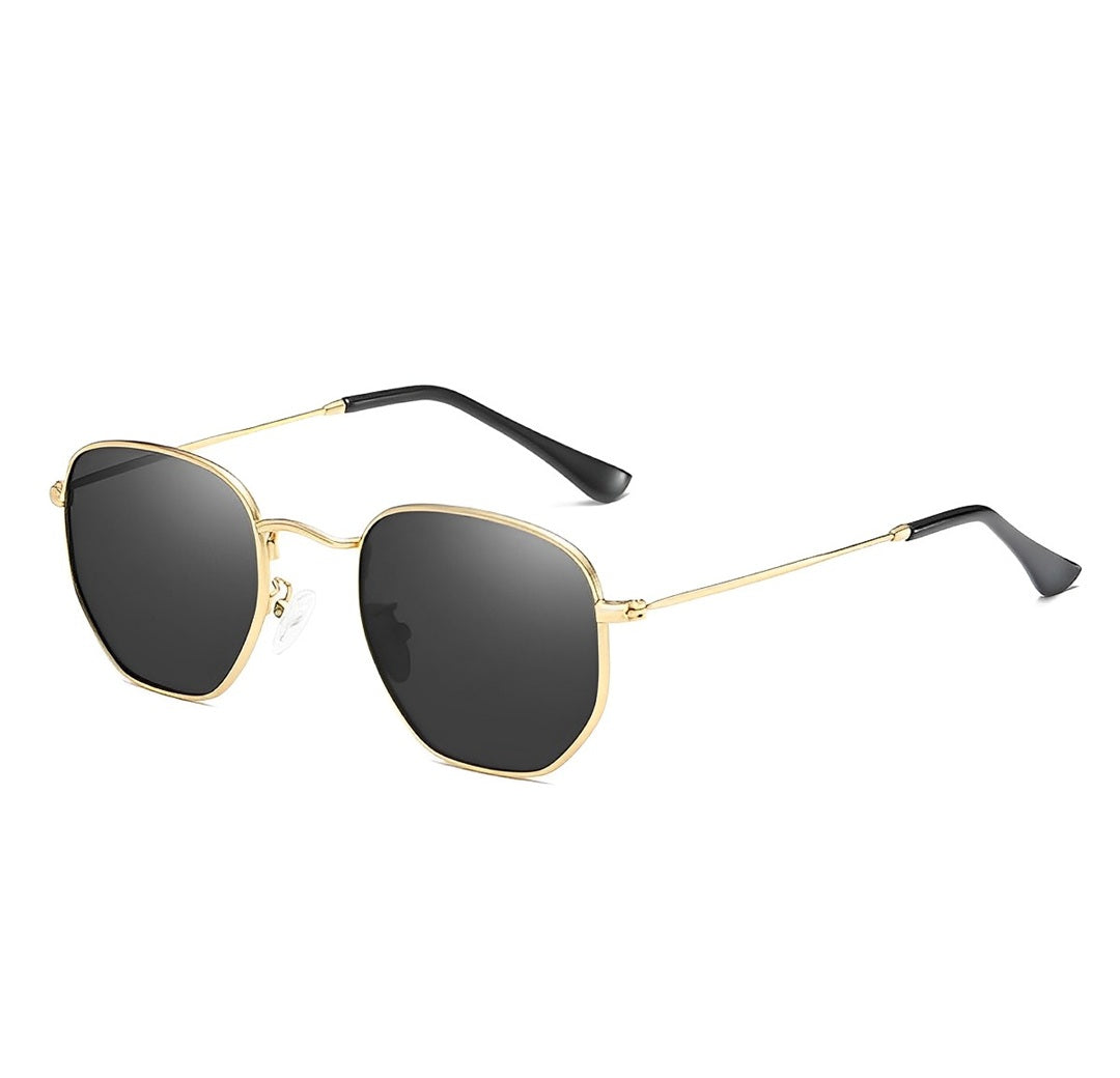 Gold Alloy Frame Hexagonal Geometric Sunglasses for Men Women Classic Style Brand Fashion Eyewear