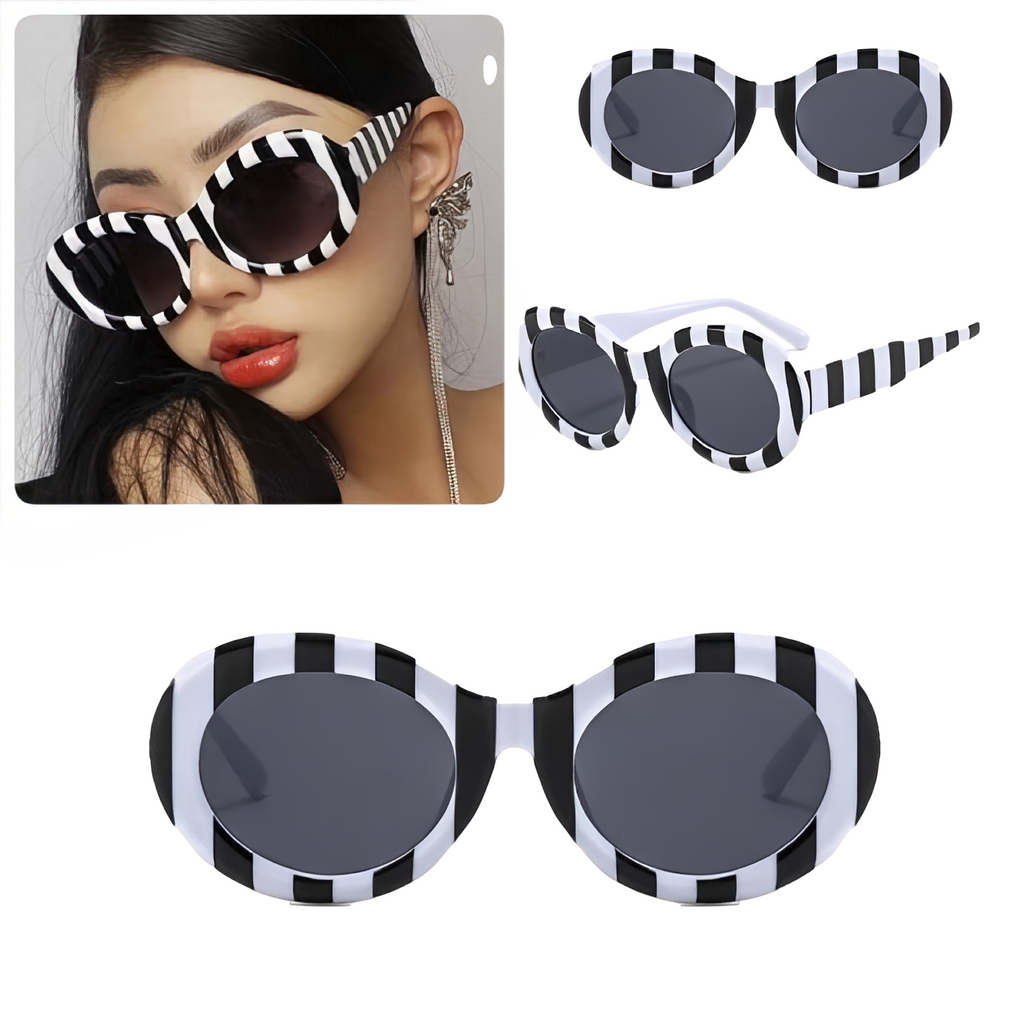 Oversized Oval Multicoloured Zebra Sunglasses for Women Man Retro Fashion Designer Inspired Clout Style Eyewear