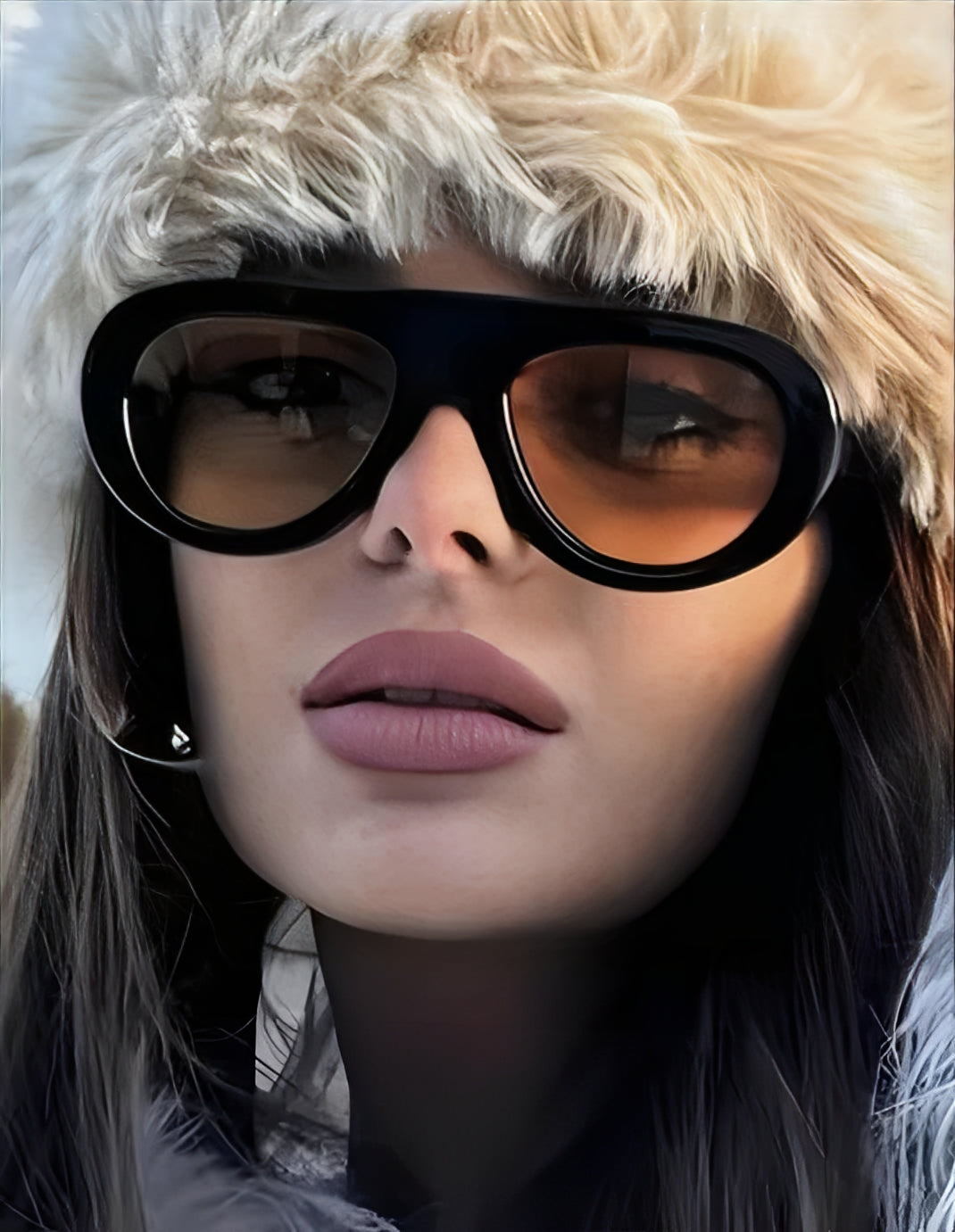 Tangerine Amber Lens Sunglasses Black Chunky Oval Frame Lightly Tinted Colour See Through