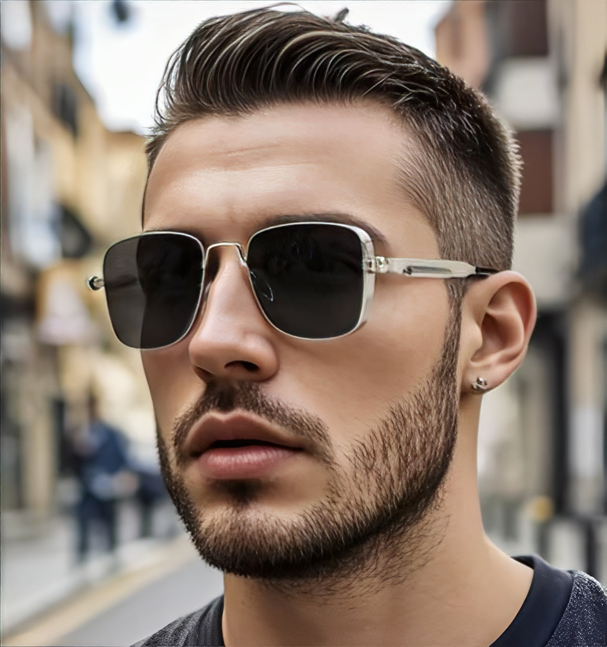 Side Shield Sunglasses Gunmetal Metal Silver Thin Curved Frame Semi See Through Lens 2025
