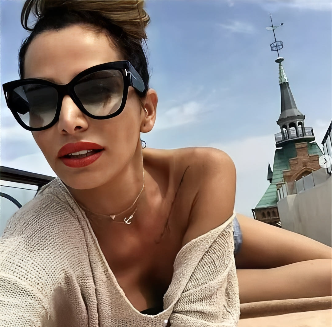 Black Cateye Sunglasses Marilyn Oversized Designer Celeb 1950's Cat Eye Retro Ibiza Festival Occasional