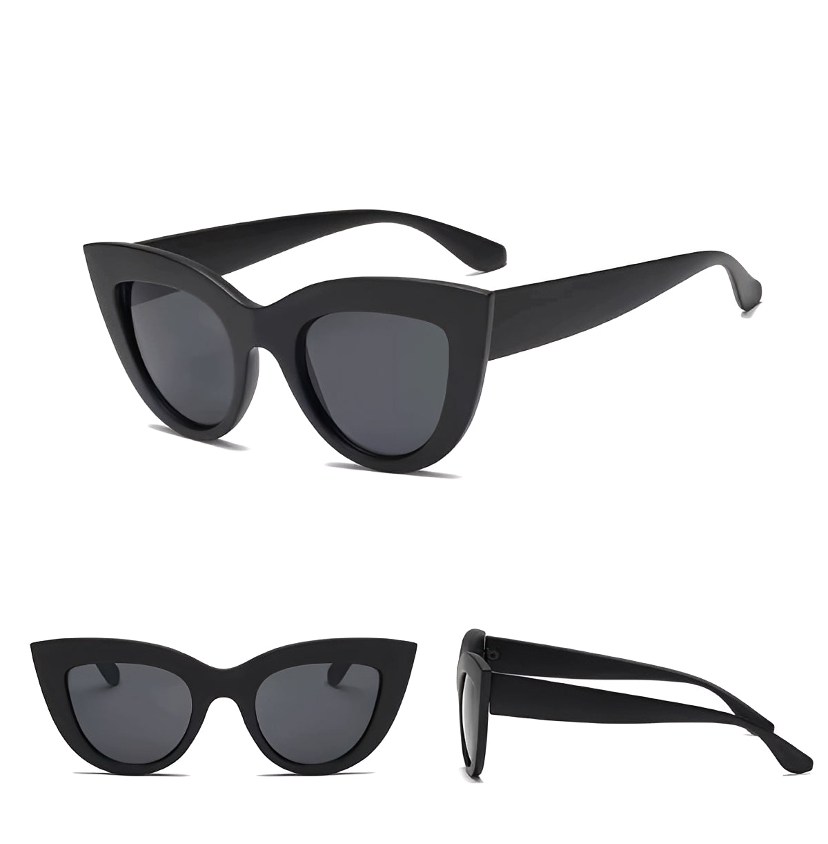 Black Sand Cat Eye Sunglasses Oversized Women Ladies Retro Cat Eye Edgy Silhouette Brand Design