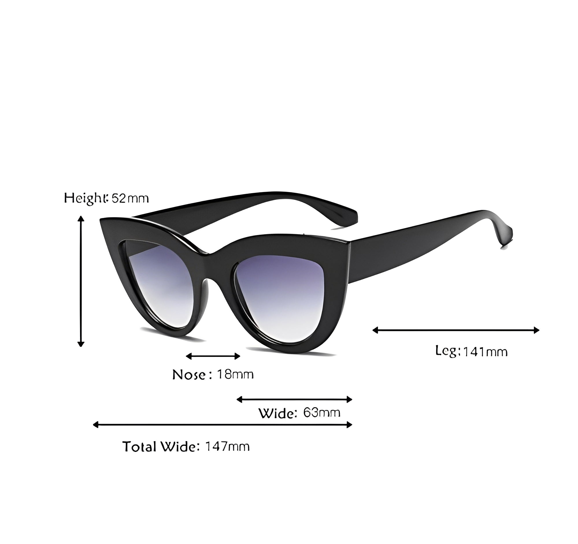 Black Sand Cat Eye Sunglasses Oversized Women Ladies Retro Cat Eye Edgy Silhouette Brand Design