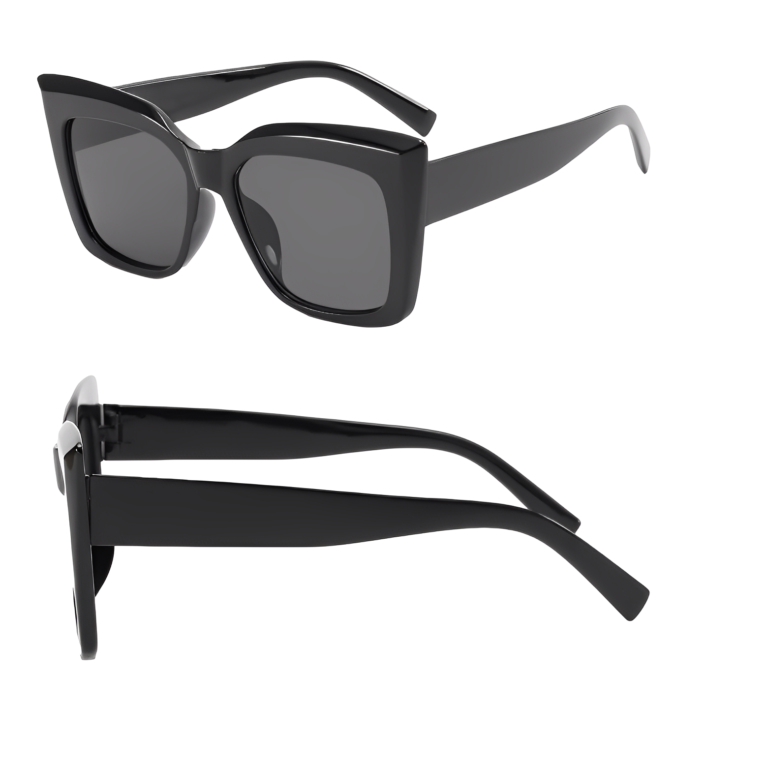 All Black Funeral Oversized Retro Vintage Cat Eye Celeb Style Sunglasses for Women Wide Frame, UK 2025 Fashion Catwalk Designer Styling