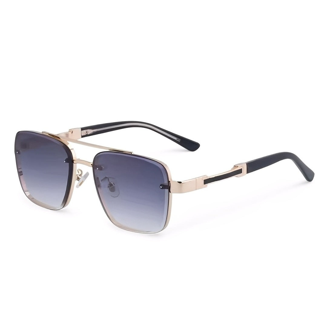 Gradient Grey Gold Frame Oversized Square Sunglasses Rapper Hip Hop Celeb Styling for Men Women